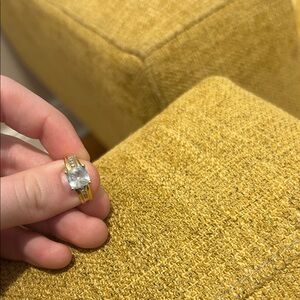 Elegant Gold and Silver Ring with Clear Gemstone